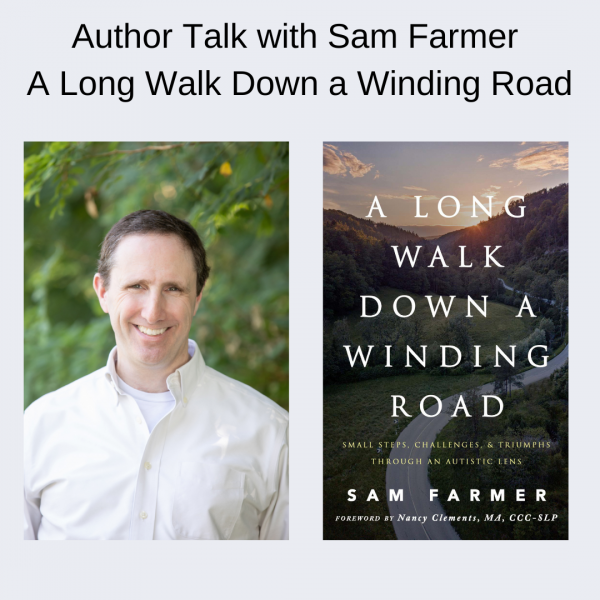 sam farmer and book cover for long walk down a winding road