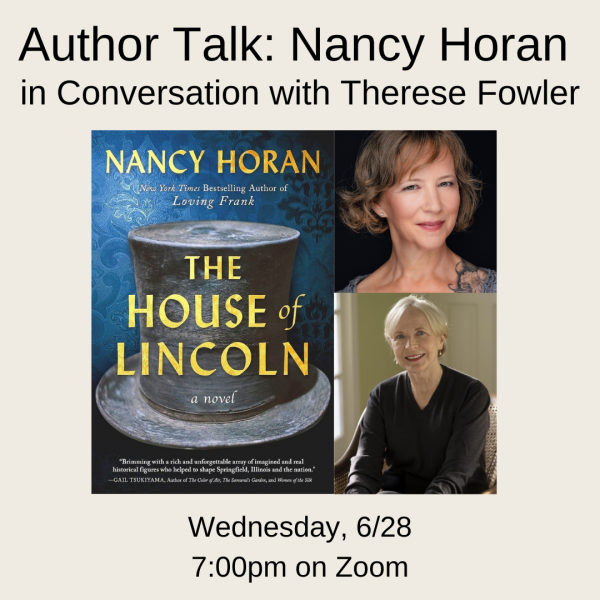 cover of house of lincoln and photos of nancy horan and therese fowler