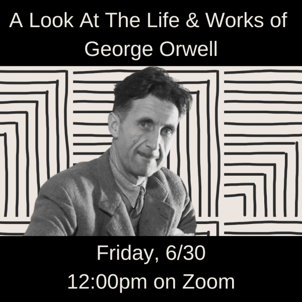 black and white photo of george orwell