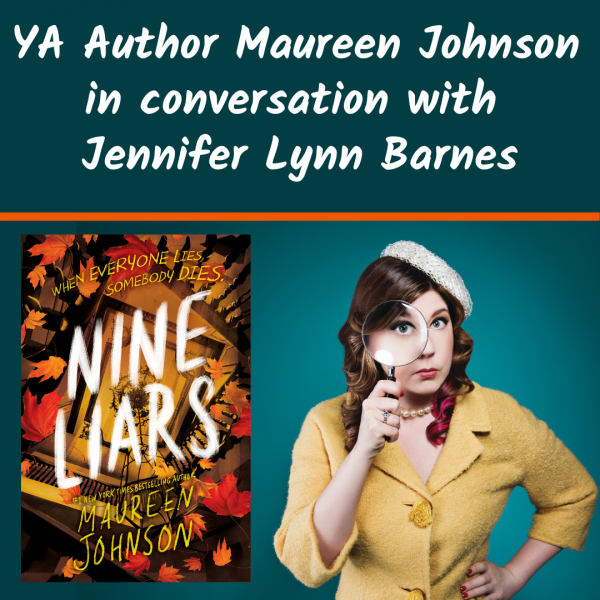 cover of nine liars and photo of Maureen Johnson